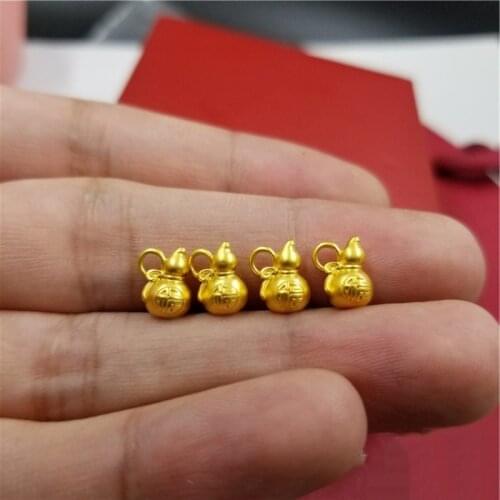 1PCS Real 24K Yellow Gold Bead 3D Hard Gold 999 Pure Gold Mini Blessing Gourd Gold Bead Lucky Money Transfer Bead Pendant