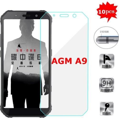 10Pcs For Smartphone AGM A9 Case Tempered Glass Front Film Protective Glass on the For AGM A9 A 9 H1 A10 H2 Screen Protector