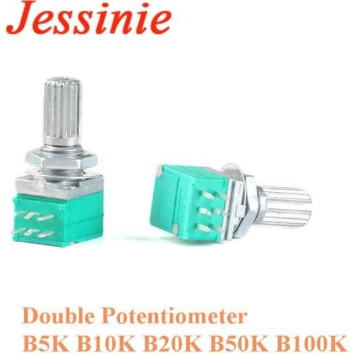 10 pcs RK097G Double Audio Amplifier Seal Potentiometer with 6P B5K B10K B20K B50K B100K