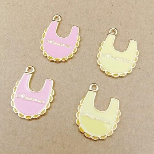 10pcs/lot Cute Baby Apron Enamel Charms Baby Clothing Metal Pendants Gold Base Jewelry Accessories DIY handmade 23*18mm YZ532
