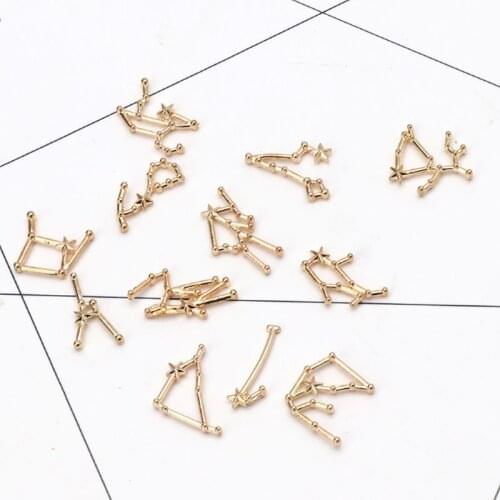 19Pcs Universe Planet Theme 12 Constellation Resin Space Metal Frame Fillings Materials Epoxy Resin Mold Jewelry Making