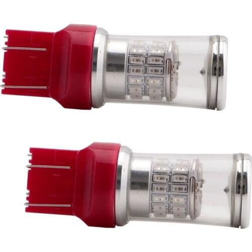 2Pcs/Lot 21W Strobe/Flashing Enabled Red 48-SMD 7443/T20 LED Bulbs For Car Brake/Tail Lights