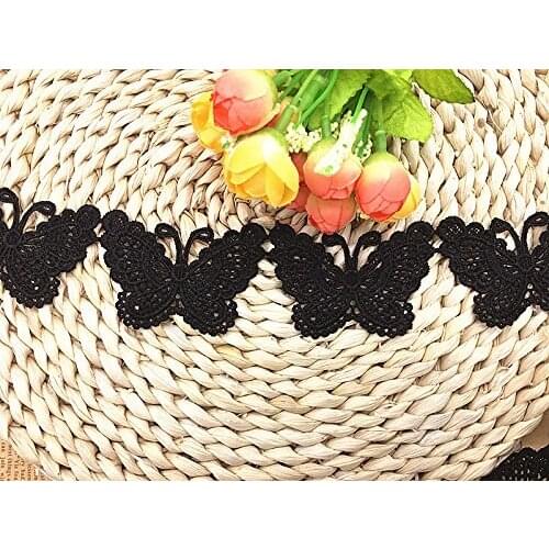 2yards/lot 5cm Vintage White Black Butterfly Lace Edge Trim Embroidery Applique for Sewing Craft Drop Shipping
