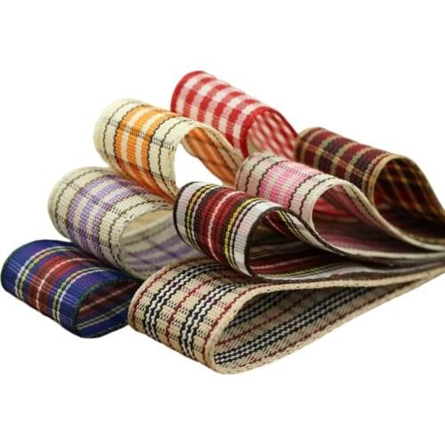 5yard/lot 16mm plaid with polyester strikjes lint ribbon tiara accessories accessories DIY burlap ribbon T-070