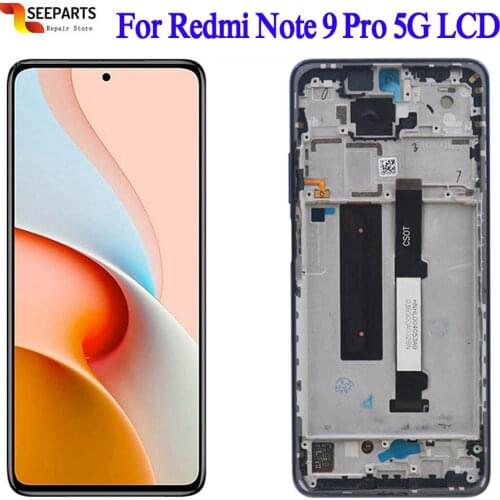 6.67"Original For Xiaomi Redmi Note 9 Pro 5G LCD Screen Display+Touch Panel Digitizer Assembly / With Frame For M2007J17C LCD