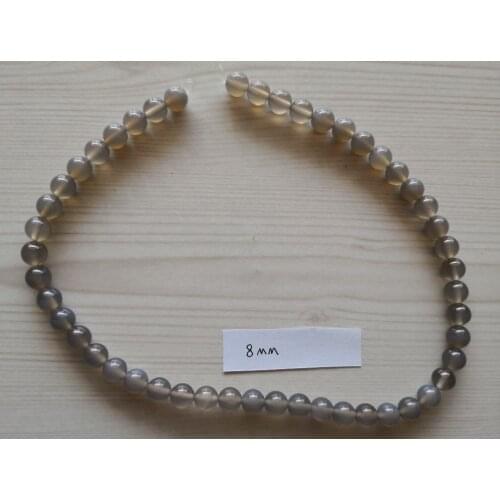 B0016 Natural 8mm Round Gray Gems Stone Round Beads 14.5'' Strands Jewelry Making DIY