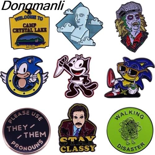 BG224 Dongmanli Cartoon Enamel pins men and women fashion jewelry gifts anime movie TV lapel badge Halloween gift