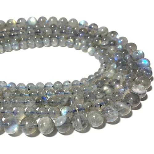 Wholesale Gray Moonstone Labradorite 100% Natural Round Stone Beads For Jewelry Making DIY Bracelet Necklace 5/6/7/8/10MM 15