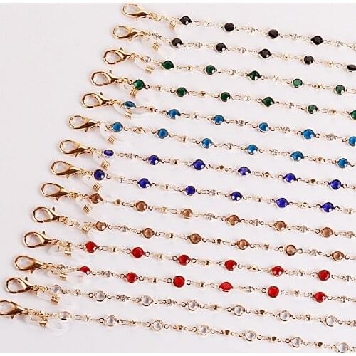 ZV 1pcs Rhinestone Sunglasses Hanging Chain Women Girl Gift Face Cover Color Necklace Pendent Strap For Mask Holder Party