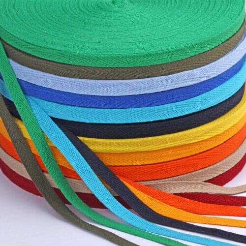 Color Herringbone Cotton Belt 1cm Cotton Webbing Edging Belt Fabric Belt Cotton Ribbon Cable tie Herringbone Strap Binding Belt