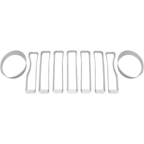 For Jeep Wrangler JL 2017-2021 Front Grille Insert and Headlight Light Cover Trim Auto Accessories Exterior parts Silver Factory