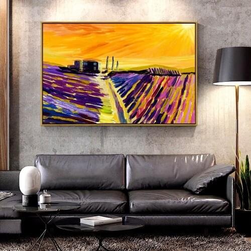 Forbeauty Oil Canvas Painting lavender_toscana_dipinto For Home Decoration Wall Art