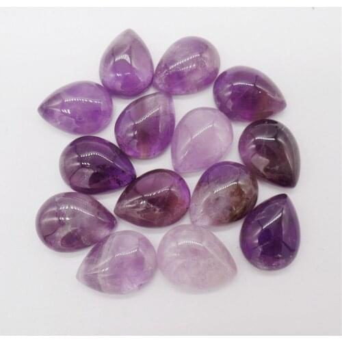 100Pcs 16x12x6mm Natural Purple Amethyst Teardrop Cab Cabochon For DIY Jewelry Making Necklace Accessories Boutique Gift