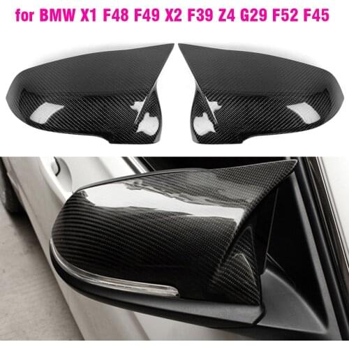 1Pair Rearview Mirror Cover Caps Carbon Fiber /Black for BMW Z4 X1 X2 F48 F49 F46 F39 F53 G39 Car Styling