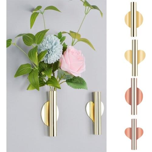 4 Color Creative Stainless Steel Wall Hanging Vase Wall Holder Flowerpot Living Room Entrance Wall Blossom Vase Home Decoration