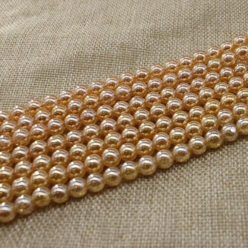 Natural Glass Shining Electroplating Champagne Color Round Beads 6 8 10 12 mm Fashion Jewelry Necklace Bracelet Chamilia Beads