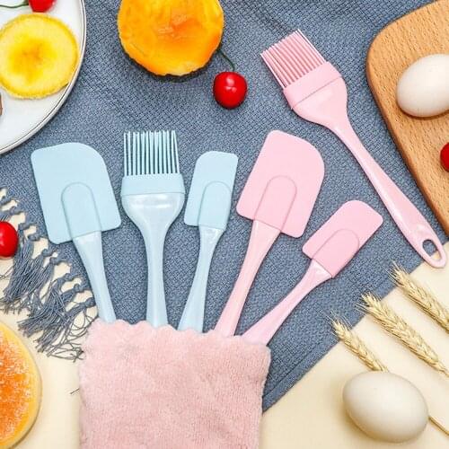 3pcs/set Kitchen Utensils Cooking Supplies Multi Purpose Blue/pink Cake Spatula Baking Tools Silicone/pp Non-stick