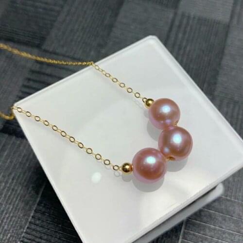 Shilovem 18k yellow gold Natural freshwater pearls pendants fine Jewelry women trendy plant necklace gift new mymz7-7.5zz