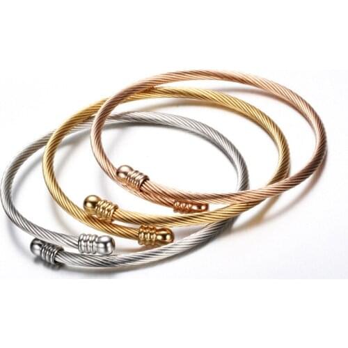 Fashion Titanium Steel Bangles Men Punk Rose Gold Siver Color Base Spiral Pattern Bracelets for Women Pulseira Fine Jewelry Gift