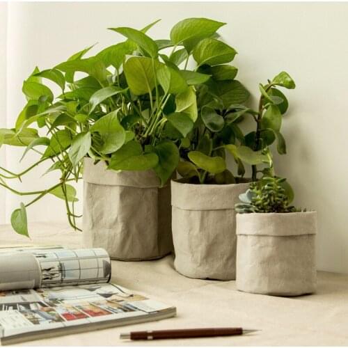 Washable Kraft Paper Flowerpot Desktop Flower Reuseable Multifunction Storage Bag Pot Container Flowerpot Succulents Planter Pot