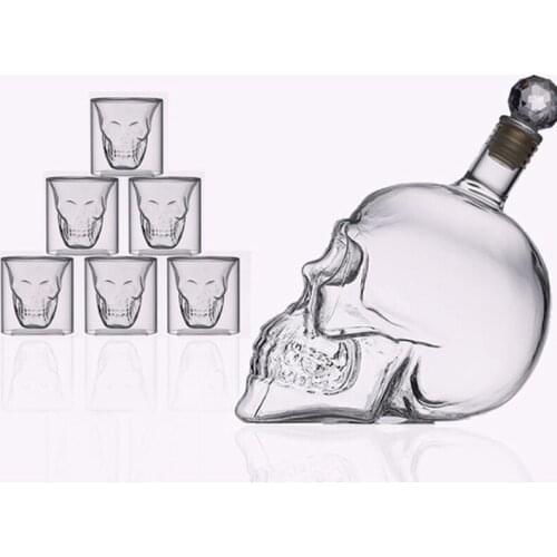 Skull Head Shot Glass Cup Set Glasses Of Wine Mugs With Double Bottom Cocktail Whiskey Crystal Shot Glasses For Vodka Cups