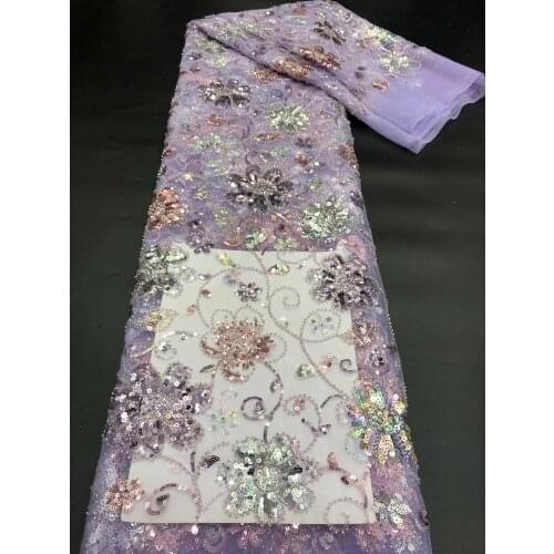 Latest African French Tulle Lace SYJ-6186815 Fabrics High Quality Beads and sequins Lace for Party Wedding Nigeria Lace Fabric