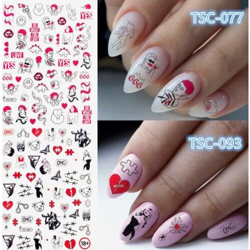 Newest TSC series TSC-093-094 Cartoon character 3d nail art stickers decal template diy nail tool decoration