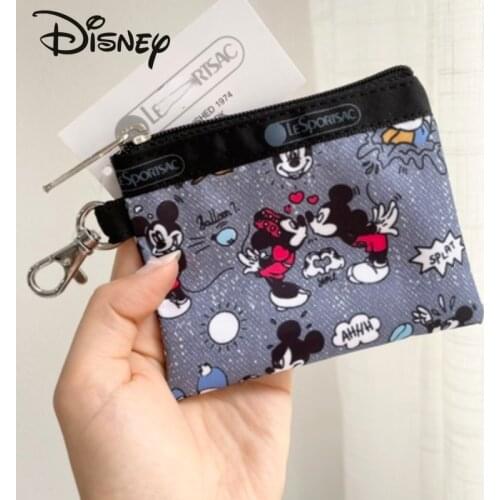 2021 New Disney Cute Mickey Womens Coin Purse Cartoon Fashion Ladies Storage Bag Nylon Zipper Childrens Clutch Mini Key Case