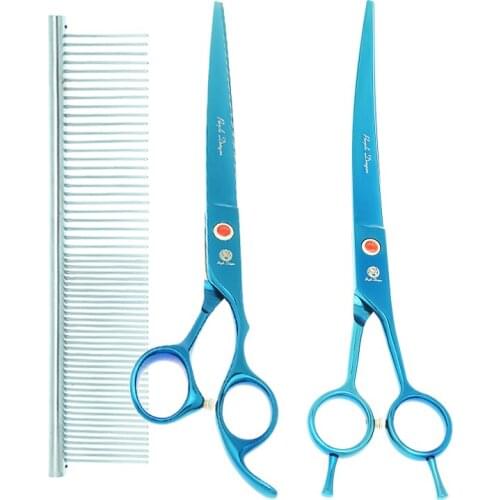 Purple Dragon 8 inch Japan Steel Pet Cutting Scissors Curved Shear Animal Thinning Clipper Dog Grooming Tool Pet Supplies B0048B