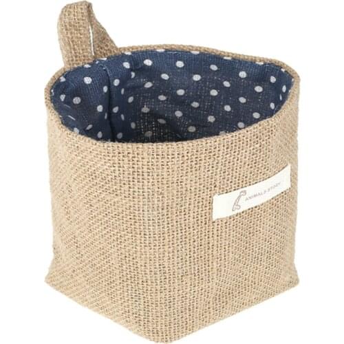 Hanging Storage Basket Linen Storage Baskets Wall-mounted Storage Bag Desktop Organizer Cotton Linen Bag Home Organization