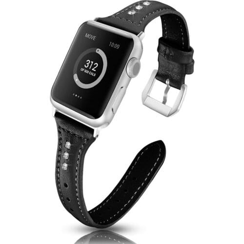 For iWatch 38MM 42MM 40MM 44MM Slim Fashion Diamond Decorative Strap for Apple Watch Band Series 6/5/4/3/2/SE Leather Bracelet