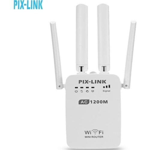 PIXLINK AC1200 WIFI Repeater/Router/Access Point Wireless 2.4/5Ghz Range Extender Wi-Fi Signal Amplifier 4 External Antennas