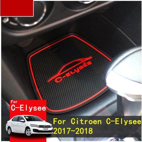 For Citroen C-Elysee 2017-2018 Facelift Rubber Mat Lnterior Anti Slip Mat Door Slot Pad Cup Cushion Groove Mat Car Accessories
