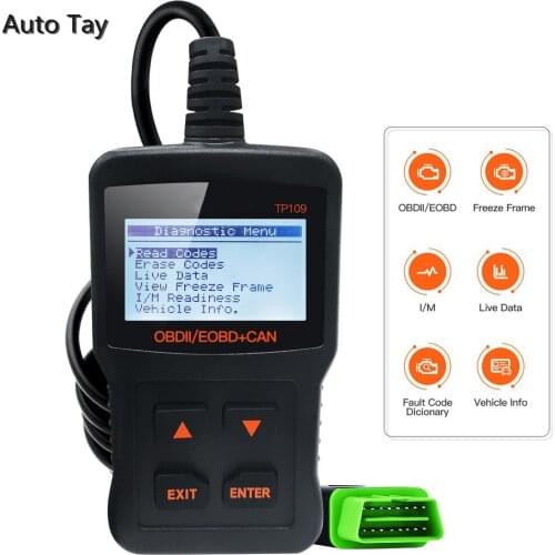 TP109 OBD2 Scanner OBDII Engine Code Reader Clear Fault Code Car Diagnostic Tool Multilingual DTC Query Engine Scanner