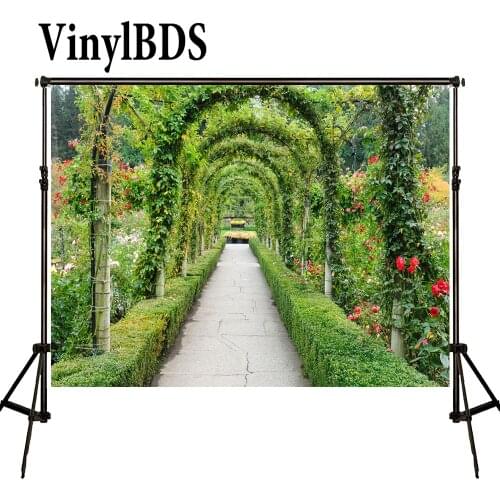 VinylBDS Photography Backdrops 10x10ft Garden Background Wedding Backdrops Wedding Garden Arch Green Background for Photo Studio
