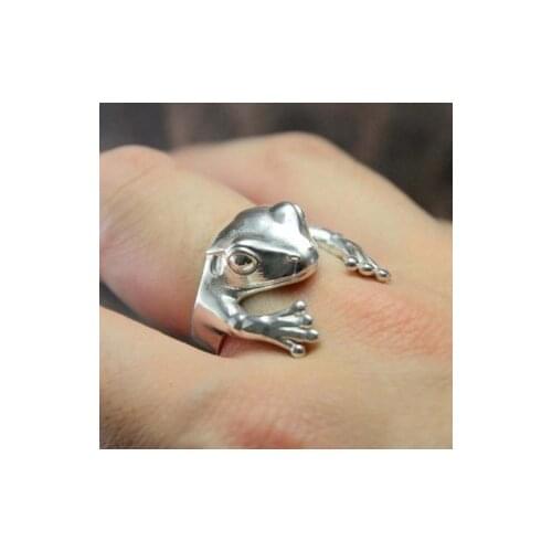 QIAMNI Vintage Frog Animal Ring for Women Men Multi Size Toad Finger Rings Female Party Personality Bohemia Statement Jewelry
