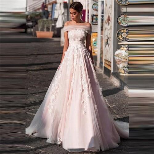 Bateau Neck Sheer Short Sleeves A-Line Wedding Dresses Lace Appliques Pleated Buttons Back Bridal Gowns Robe De Mariee Formal
