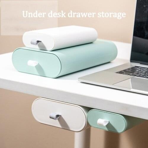 Under The Desk Storage Box Invisible Drawer Paste Office Desk Bottom Organizer Accessories Makeup Desktop Stationery Box