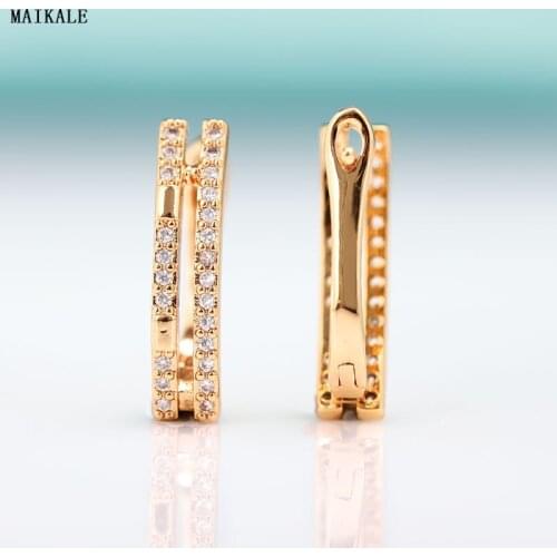 MAIKALE New Geometric Cubic Zirconia Simple Stud Earrings For Women Fine Jewelry Rose Gold Wedding Party Exquisite Jewelry Gift