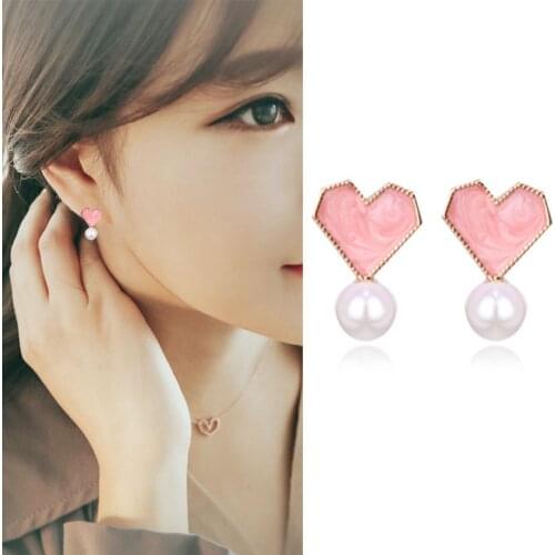 New Korean Delicate Love Heart Simulated Pearl Clip on Earrings no pierced For Women Simple Temperament Brincos Fashion Jewelry