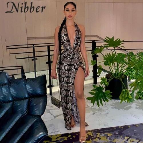 Nibber Sexy Serpentine Print Dresses For Women Sleeveless Backless Elegant Banquet Gown High Waist Shaping Summer Holidaywear