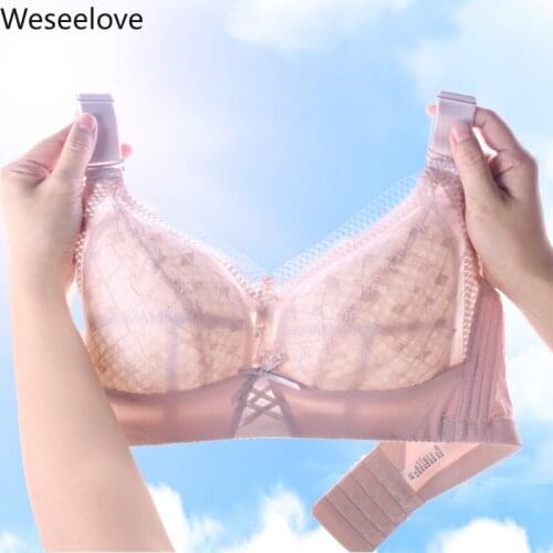 Weseelove Sexy Underwear Women Soutien Gorge Plus Size Womens Thin Shrink Bra No Steel Ring Gathering Full Cup Large Size B13