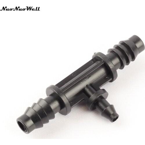 10pcs NuoNuoWell 8/11mm or 9/12mm To 4/7mm Barbed Reducing Hose Tee for Greenhouse Garden Irrigation Drip System Soft Pipe Part
