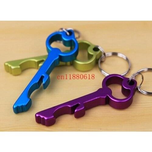 1000pcs/lot Free Shipping Key Shaped Bottle Opener Keychain,Anodized Aluminum Beer Bottle Opener Mixed Colors