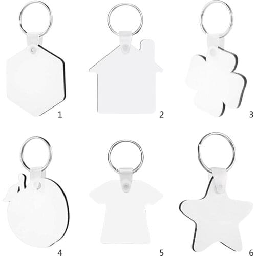 12 Pcs Sublimation Blank Keychains Heat Transfer Key Chain Double-Side Printed MDF Keyrings Key Tags with Split Rings