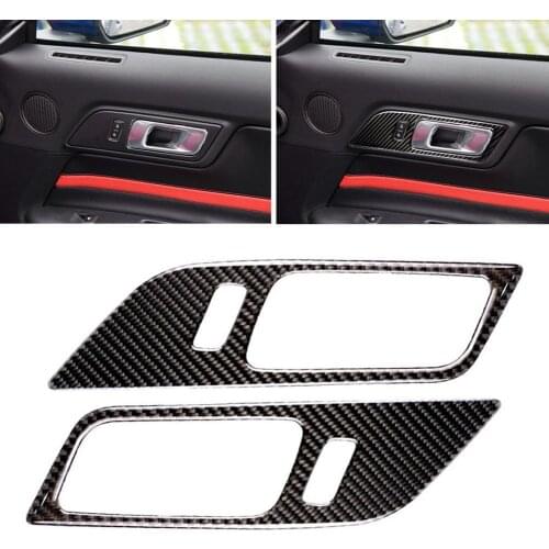 2Pcs Carbon Fiber Car Interior Door Handle Frame Sticker Fit for Ford Mustang Carbon Fiber Stickers
