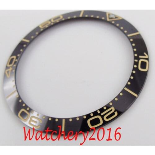 38mm Ceramic Black Watch Bezel Yellow mark Insert For 40mm Mens Watch Face Inner Diameter 30.6mm Watches Replacement Accessories