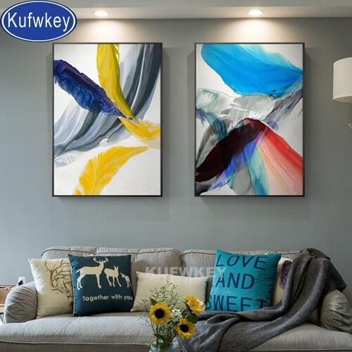 55x70 Modern Colorful Feather diamond painting full Square or round drill cross stitch 5d diy Diamond Embroidery mosaic Abstract