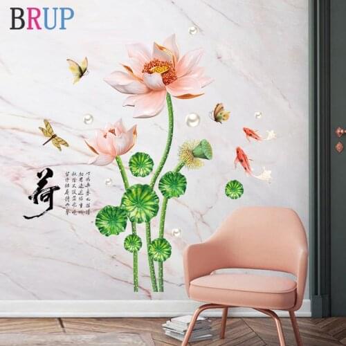 78*114cm Lotus Flower Wall Stickers Dragonfly Butterfly Home Decor Beautiful Wall Decal Vinyl DIY Mural Room Decoration