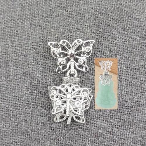 Sterling Silver Butterfly Pinch Bail Rhodium Plated for Pendant Charm Necklace